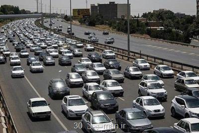 ترافیک سنگین در محورهای غرب تهران به سمت پایتخت