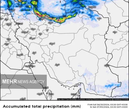 هشدار رگبار بارشهای تابستانی در ۱۰ استان کاهش دمای تهران از پنجشنبه